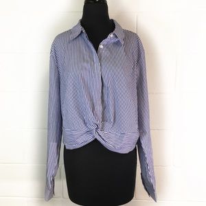 Forever 21 NWT Twist Waist Blue and White Stripe Shirt